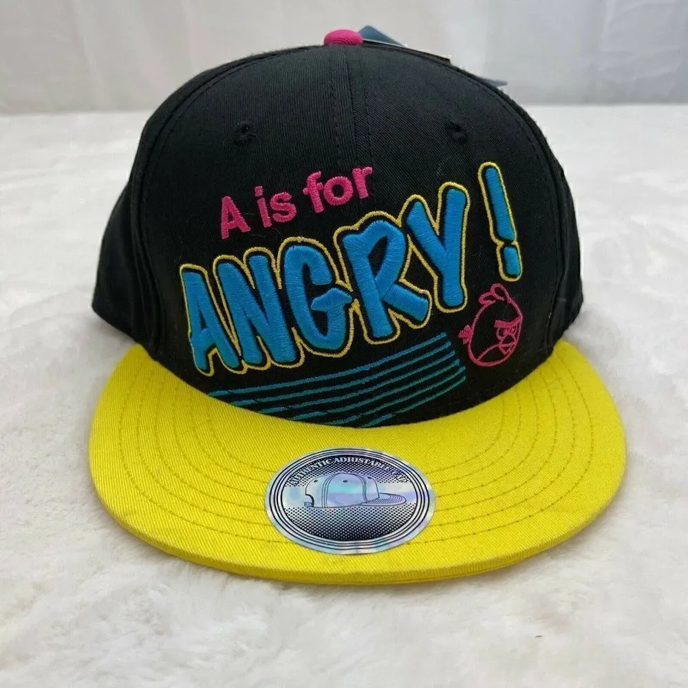 NWT Angry Birds Embroidered Snapback Cap A Is For Angry Black Concept One Access